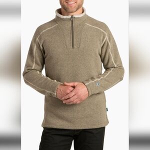 Kuhl Mens Jacket Europa 1/4 Zip Alfpaca Fleece Pullover Oatmeal Brown Sweater XL